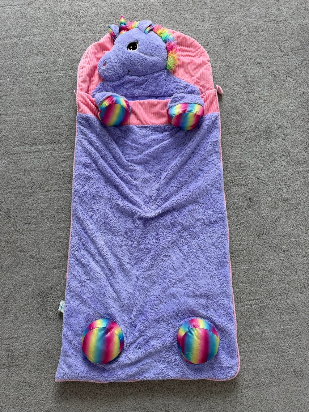 Hugfun Kids Animal Slumber Sleeping Bag. Purple Unicorn Plush Stars